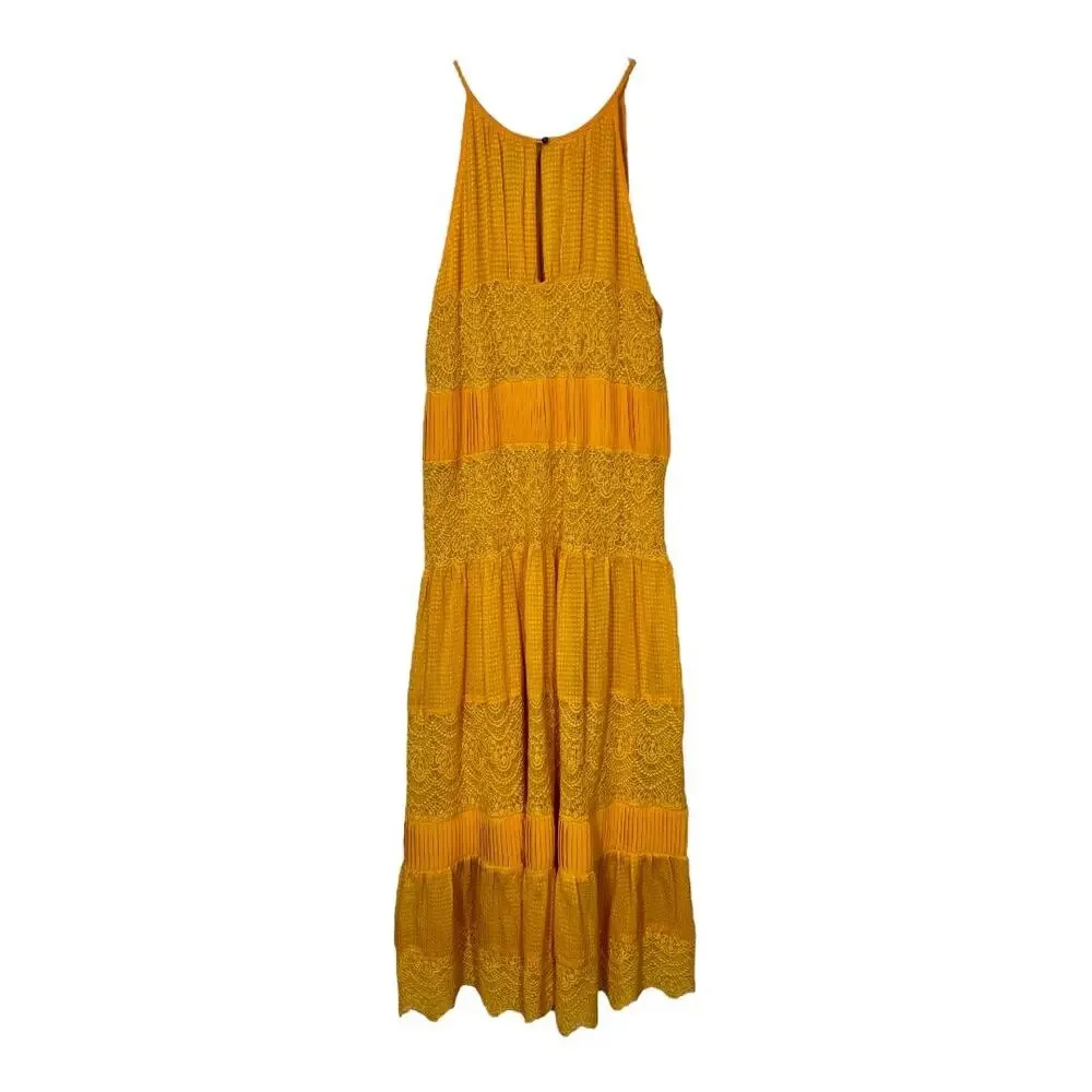 Anthropologie HD In Paris Villanelle Yellow Lace Midi Dress Small S Sleeveless - Picture 4 of 8